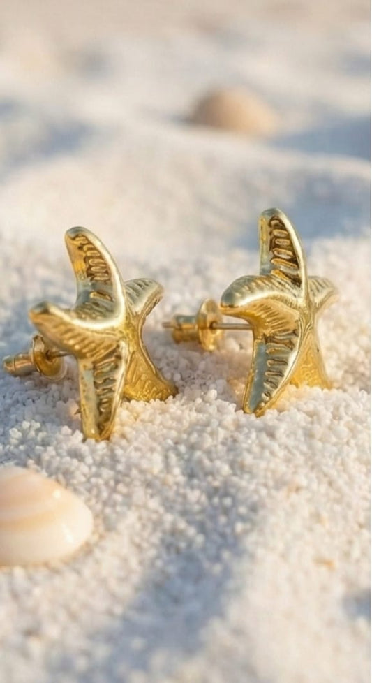 Golden Starfish Stud Earrings