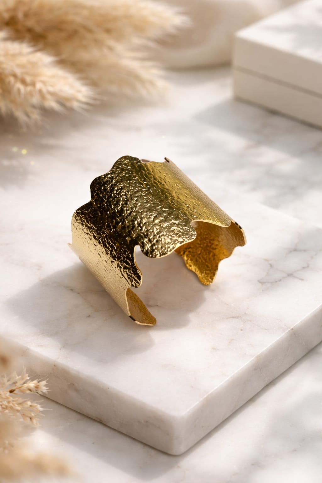 Aurora Gold Textured Anti-Tarnish Cuff Bracelet