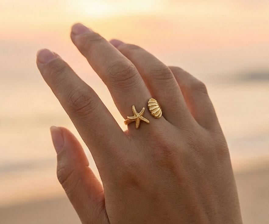 Anti-Tarnish Ocean Embrace Ring