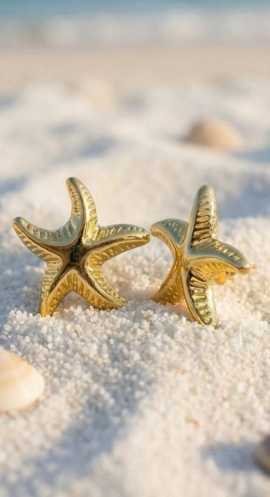 Golden Starfish Stud Earrings