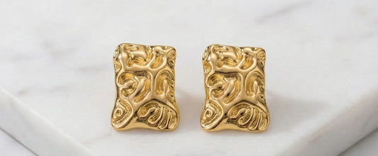 Anti-Tarnish Textured Gold Studs