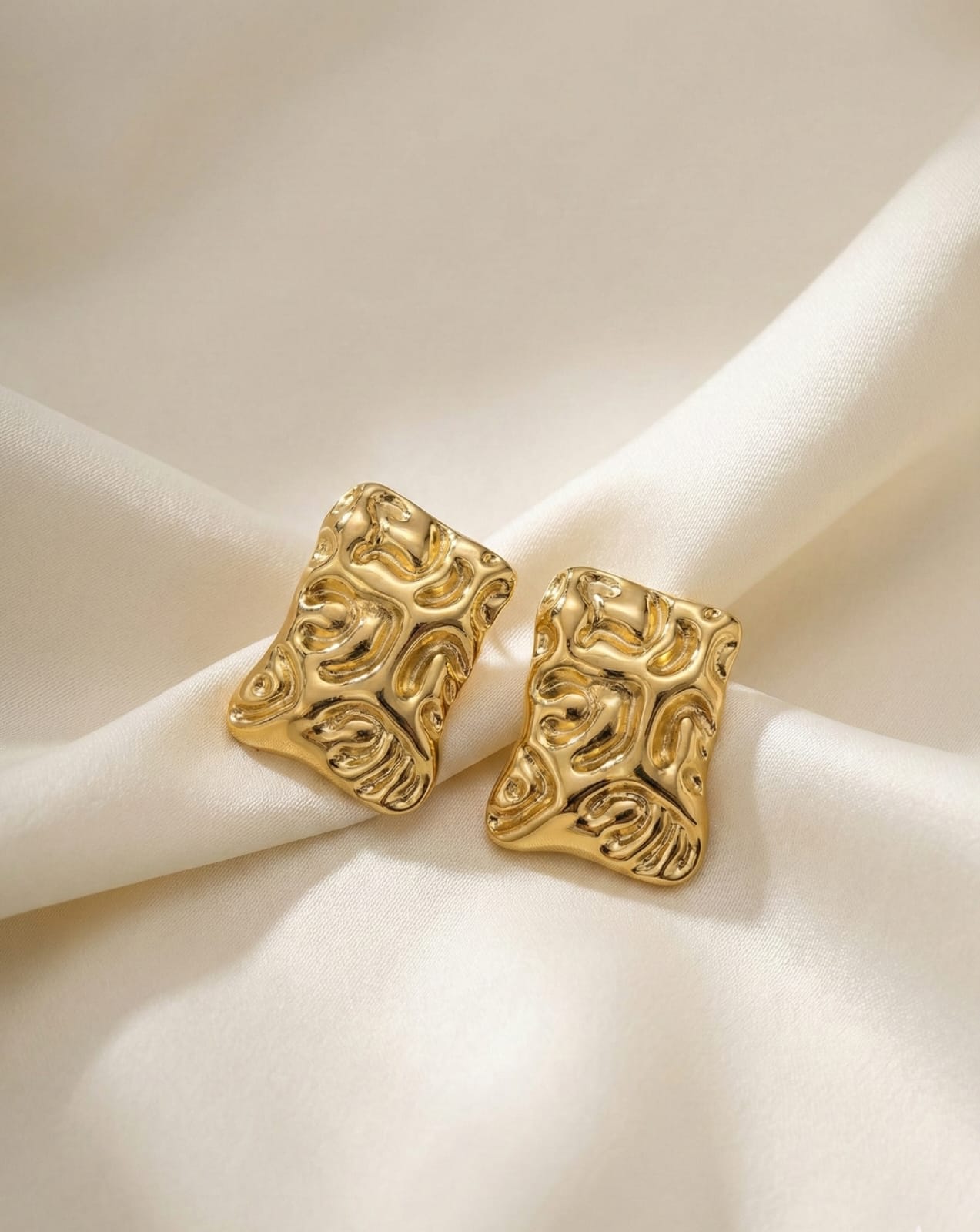 Anti-Tarnish Textured Gold Studs