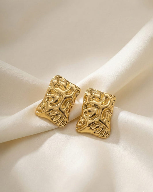 Anti-Tarnish Textured Gold Studs